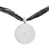Happy Are Those Who Dare Courageously to Defend ... Ovid Quote Heart Swirl 1" Pendant Necklace in Silver Tone