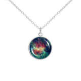 Running Chicken Nebula in Constellation Centaurus Space 3/4" Charm for Petite Pendant or Bracelet in Silver Tone