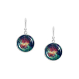 Running Chicken Nebula in Constellation Centaurus Dangle Earrings w/ 3/4" Space Charms in Silver Tone