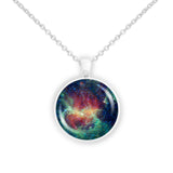 Running Chicken Nebula in Constellation Centaurus Space 1" Pendant Necklace in Silver Tone