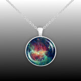 Running Chicken Nebula in Constellation Centaurus Space 1" Pendant Necklace in Silver Tone