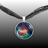 Running Chicken Nebula in Constellation Centaurus Space 1" Pendant Necklace in Silver Tone