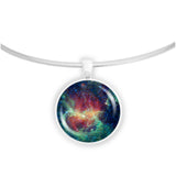 Running Chicken Nebula in Constellation Centaurus Space 1" Pendant Necklace in Silver Tone