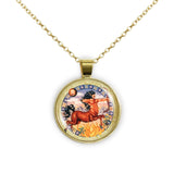 Sagittarius the Centaur & Archer Astrological Sign in the Zodiac Illustration 1" Pendant Necklace in Gold Tone