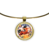 Sagittarius the Centaur & Archer Astrological Sign in the Zodiac Illustration 1" Pendant Necklace in Gold Tone