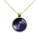 Scorpius or Scorpio Constellation Illustration 1" Pendant Necklace in Gold Tone