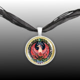 Scorpio the Scorpion, Eagle & Phoenix Astrological Sign in the Zodiac Illustration 1" Pendant Necklace in Silver Tone