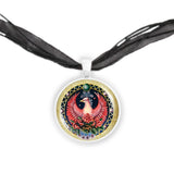 Scorpio the Scorpion, Eagle & Phoenix Astrological Sign in the Zodiac Illustration 1" Pendant Necklace in Silver Tone