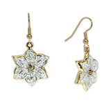 Glittery Poinsettia Earrings in Gold Tone, Celebrate the Holidays, Christmas, New Years