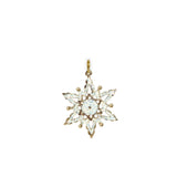 Glittery White Snowflake Petite Drop Pendant Necklace in Gold Tone, Winter, Holiday