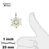 Glittery White Snowflake Petite Drop Pendant Necklace in Gold Tone, Winter, Holiday