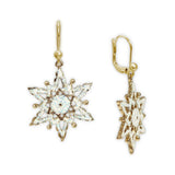 Glittery White Snowflake Earrings in Gold Tone, Celebrate the Holidays, Christmas, New Years, Winter