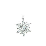 Glittery White Snowflake Petite Pendant Necklace in Silver Tone, Holiday, Winter, Christmas