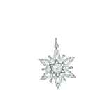 Glittery White Snowflake Petite Pendant Necklace in Silver Tone, Holiday, Winter, Christmas