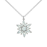 Glittery White Snowflake Petite Pendant Necklace in Silver Tone, Holiday, Winter, Christmas