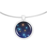 Southern Cross Constellation Crux Illustration 1" Pendant Necklace in Silver Tone