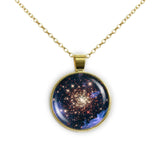 Starburst Cluster NGC 3603 in the Constellation Carina Space 1" Pendant Chain Necklace in Silver Tone