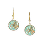 Starfish & Seashells Summertime At the Beach Illustration Dangle Earrings w/ 3/4" Charms in Silver Tone or Gold Tone