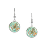 Starfish & Seashells Summertime At the Beach Illustration Dangle Earrings w/ 3/4" Charms in Silver Tone or Gold Tone