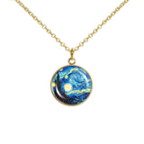 The Starry Night Van Gogh Art Painting 3/4" Art Charm for Petite Pendant or Bracelet in Gold Tone