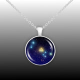 Taurus Constellation Illustration 1" Space Pendant Necklace in Silver Tone