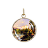 The Three Tetons Mountains in Wyoming Thomas Moran Painting 3/4" Charm for Petite Pendant or Bracelet in Silver Tone or Gold Tone