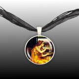 The Love Potion w/ Witch & Lovers De Morgan Art Painting 1" Pendant Chain Necklace in Silver Tone or Gold Tone