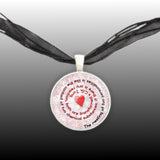 The Meeting of Two Personalities Is Like ... Jung Quote Heart Swirl 1" Pendant Necklace Silver Tone