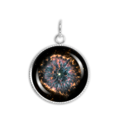 Glowing Eye Nebula NGC 6751 in the Constellation Aquila Space 3/4" Charm for Petite Pendant or Bracelet in Silver Tone