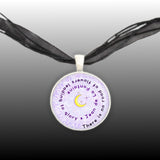 There Is No Road of Flowers Leading to Glory Fontaine Quote Moon 1" Pendant Necklace Silver Tone