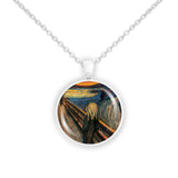 The Scream From Art By Munch Painting 1" Pendant Necklace in Silver Tone