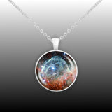 Thor's Helmet Nebula in the Constellation Canis Major Space 1" Pendant Necklace in Silver Tone