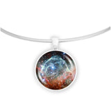 Thor's Helmet Nebula in the Constellation Canis Major Space 1" Pendant Necklace in Silver Tone