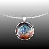 Thor's Helmet Nebula in the Constellation Canis Major Space 1" Pendant Necklace in Silver Tone