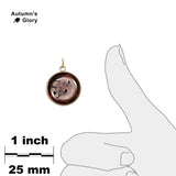 Crow or Raven Birds in Tree Against Red Tinted Moon Autumn & Halloween Illustration Art 3/4" Charm for Petite Pendant or Bracelet in Silver Tone or Gold Tone