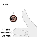 Crow or Raven Birds in Tree Against Red Tinted Moon Autumn & Halloween Illustration Art 3/4" Charm for Petite Pendant or Bracelet in Silver Tone or Gold Tone