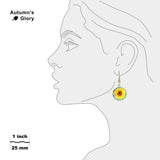 Sunny Yellow Sunflower Van Gogh Painting Dangle Earrings w/ 3/4" Art Print Charms Silver Tone