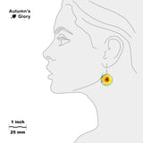 Sunny Yellow Sunflower Van Gogh Painting Dangle Earrings w/ 3/4" Art Print Charms Silver Tone