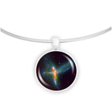 Fairy Nebula or Bird Nebula in the Constellation Sagittarius Space 1" Pendant Chain Necklace Silver Tone