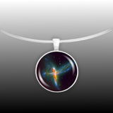 Fairy Nebula or Bird Nebula in the Constellation Sagittarius Space 1" Pendant Chain Necklace Silver Tone