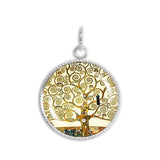 The Tree of Life Klimt Art Painting 3/4" Artwork Print Charm for Petite Pendant or Bracelet in Silver Tone