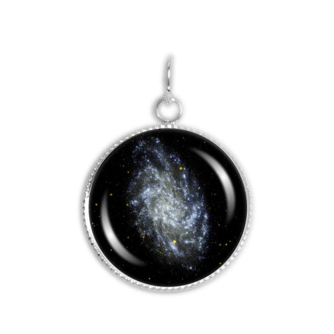 Triangulum Galaxy in the Constellation Triangulum Space 3/4" Charm for Petite Pendant or Bracelet in Silver Tone
