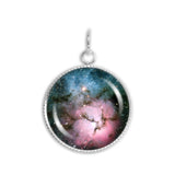 Star Forming Trifid Nebula in the Constellation Sagittarius Space 3/4" Charm for Petite Pendant or Bracelet in Silver Tone