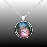 Star Forming Trifid Nebula in the Constellation Sagittarius Space 1" Pendant Necklace in Silver Tone