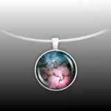 Star Forming Trifid Nebula in the Constellation Sagittarius Space 1" Pendant Necklace in Silver Tone