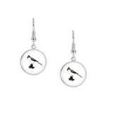 Tufted Titmouse Bird Color Pencil Drawing Style Dangle Earrings w/ 3/4" Charms in Silver Tone or Gold Tone