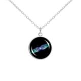 Twin Jet Nebula in the Constellation Ophiuchus Space 3/4" Charm for Petite Pendant or Bracelet in Silver Tone