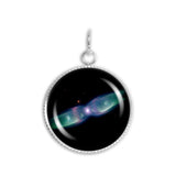 Twin Jet Nebula in the Constellation Ophiuchus Space 3/4" Charm for Petite Pendant or Bracelet in Silver Tone
