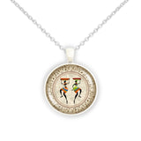 Colorful Costumed Women Silhouette African Art Style 1" Pendant Cable Chain Necklace in Silver Tone or Gold Tone