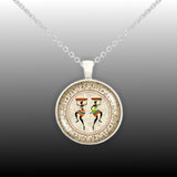 Colorful Costumed Women Silhouette African Art Style 1" Pendant Cable Chain Necklace in Silver Tone or Gold Tone